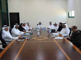 The Board of Umm Al Quwain Chamber discussing the procedures for the construction of the new chamber building