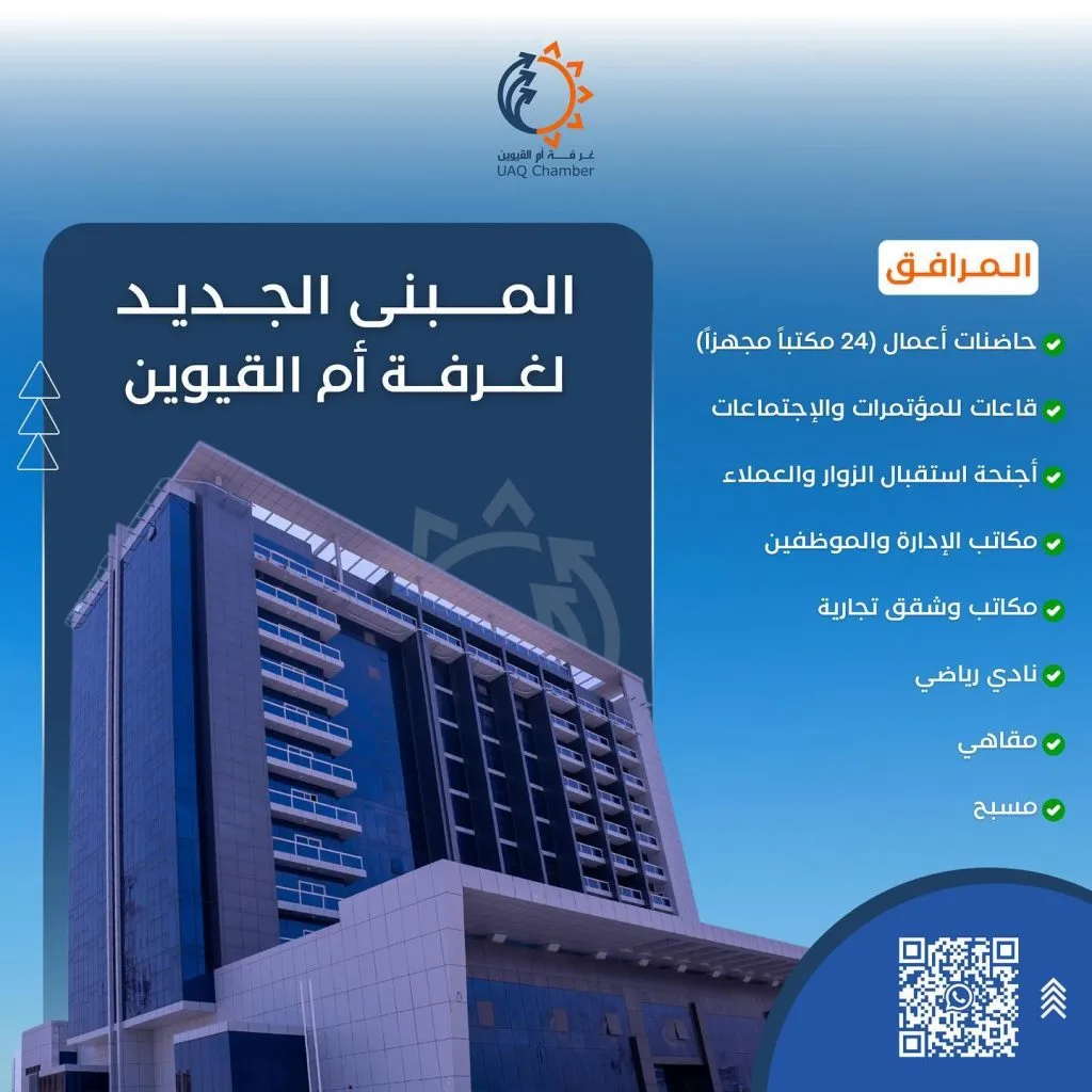 ..
مرافق المبنى الجديد لغرفة أم القيوين

Facilities of the new building of UAQ Chamber

#أم_القيوين #استثمر_في_أم_القيوين 
‏‎#غرفة_أم_القيوين #غرفة_التجارة_والصناعة 

‏#InvestinUAQ #UAQbusiness #UAQ #UAQChamber #UAQCommerce
‏#UAQIndustry